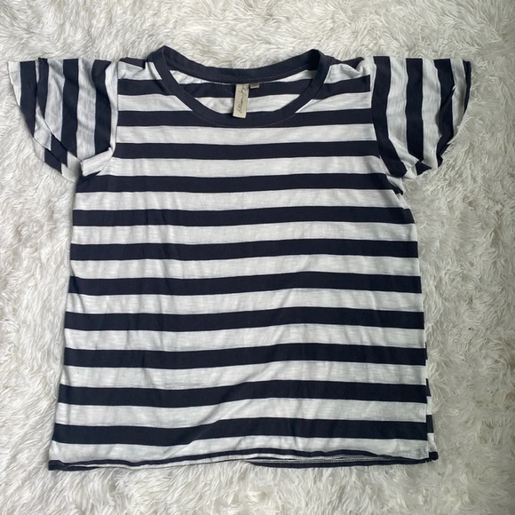 Allison Joy Tops - Allison Joy. Size large. Flutter sleeve, black and white striped top.